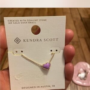 Kendra Scott Gold Necklace with Purple Heart Pendant